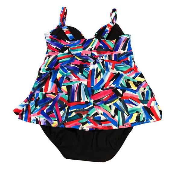 Croft & Barrow Ladies One Piece Geometric Multi Color Swimsuit Size 12 Swimwear - Picture 2 of 8